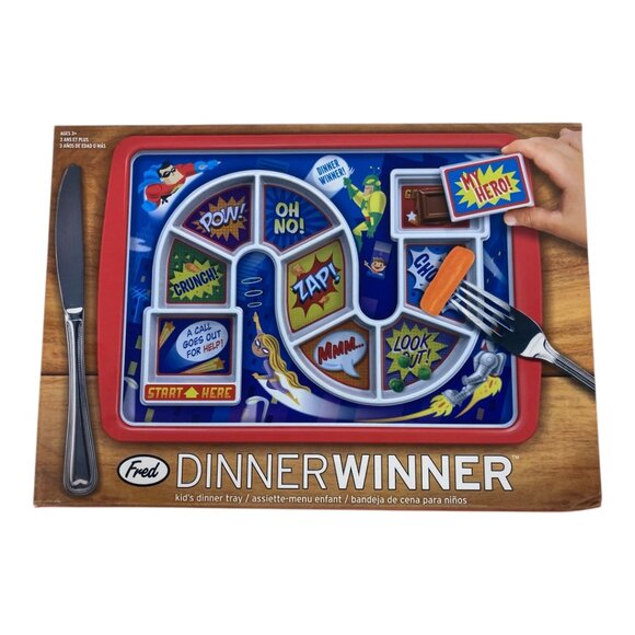 Fred & Friends DINNER WINNER Kids Superhero Fun Dinner Game 9 Compartments NEW - Picture 1 of 6